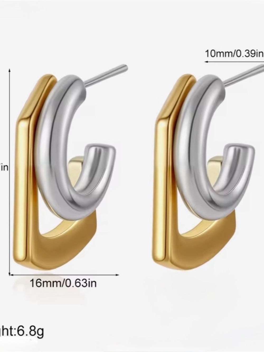 Tina Mini Earrings Two-Tone Mixed Metals Gold Silver Stud Demarson STYLE AU05